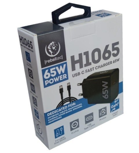 Zasilacz PD65W USB-C uniwersalny do notebooków, smartfonów, tabletów, power banków oraz innych urządzeń z gniazdem zasilającym U Rebeltec Zasilacz PD65W USB-C uniwersalny do notebooków, smartfonów, tabletów, power banków oraz innych urządzeń z gniazdem zasilającym U Rebeltec