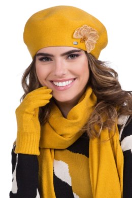ELZA beret damski kolor musztardowy - Kamea