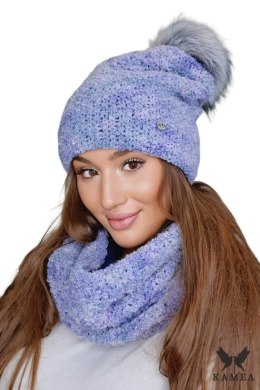 FAZILA-KOMPLET damski wełna baby alpaca kolor mix brąz-miód - Kamea