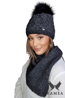 FREZJA-KOMPLET damski zimowy merino wool kolor czarny multi - Kamea