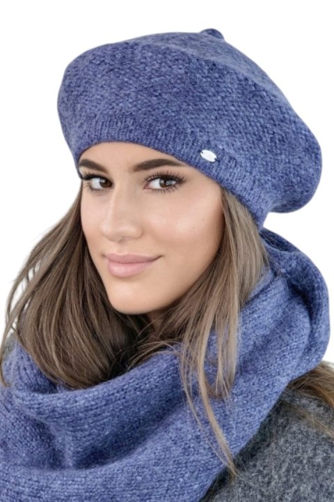 OFELIA zimowy beret damski kolor jeans - Kamea OFELIA zimowy beret damski kolor jeans - Kamea