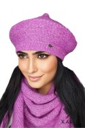 OFELIA zimowy beret damski kolor różowy - Kamea