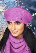OFELIA zimowy beret damski kolor różowy - Kamea