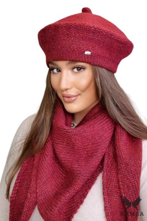 OFELIA zimowy beret damski kolor wino - Kamea OFELIA zimowy beret damski kolor wino - Kamea