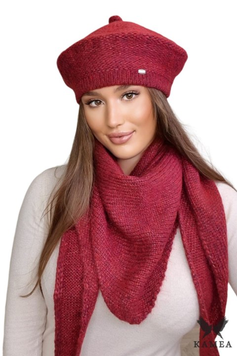 OFELIA zimowy beret damski kolor wino - Kamea OFELIA zimowy beret damski kolor wino - Kamea