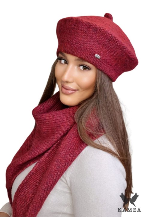 OFELIA zimowy beret damski kolor wino - Kamea OFELIA zimowy beret damski kolor wino - Kamea
