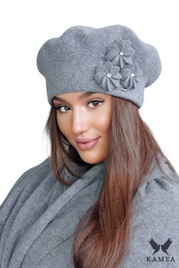 SALIMA wełniany beret damski kolor srebrny - Kamea
