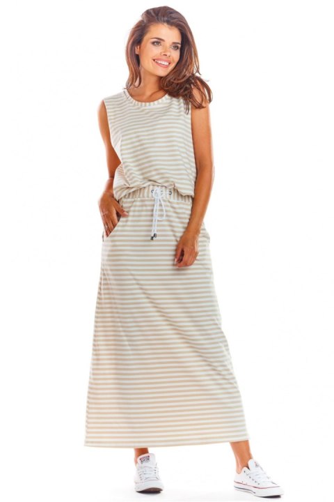 Spódnica Model M211 Paski Beige - Infinite You Spódnica Model M211 Paski Beige - Infinite You