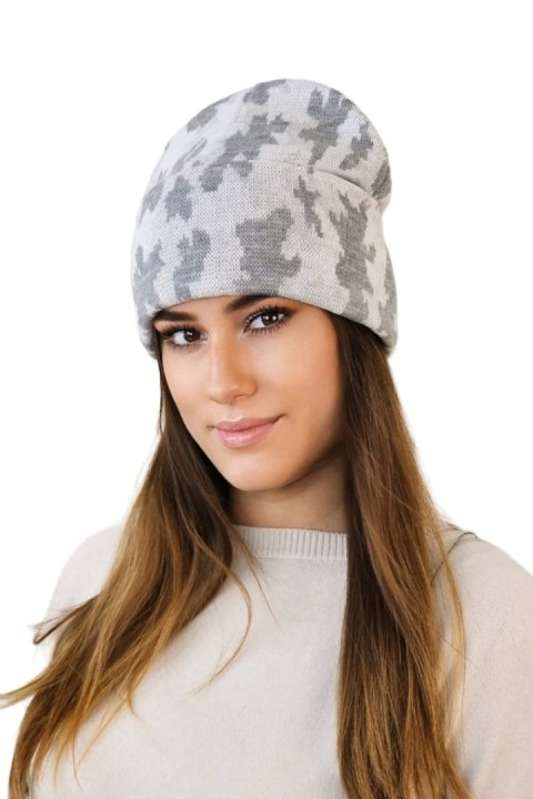 VENTURA zimowa czapka moro beanie kolor biały - Kamea VENTURA zimowa czapka moro beanie kolor biały - Kamea