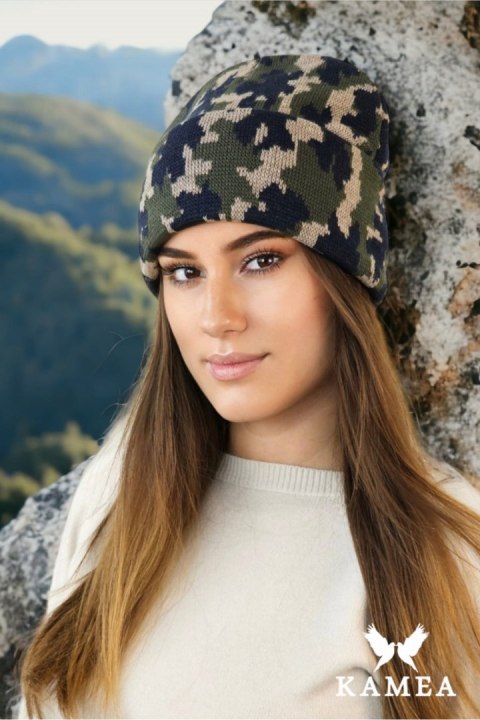 VENTURA zimowa czapka moro beanie kolor granatowy - Kamea VENTURA zimowa czapka moro beanie kolor granatowy - Kamea