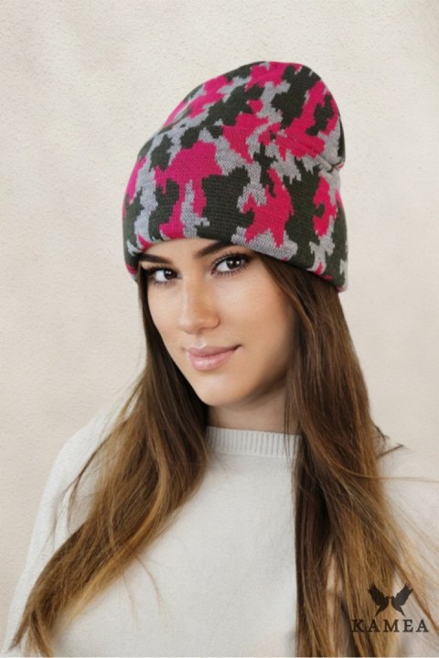 VENTURA zimowa czapka moro beanie kolor szary - Kamea VENTURA zimowa czapka moro beanie kolor szary - Kamea