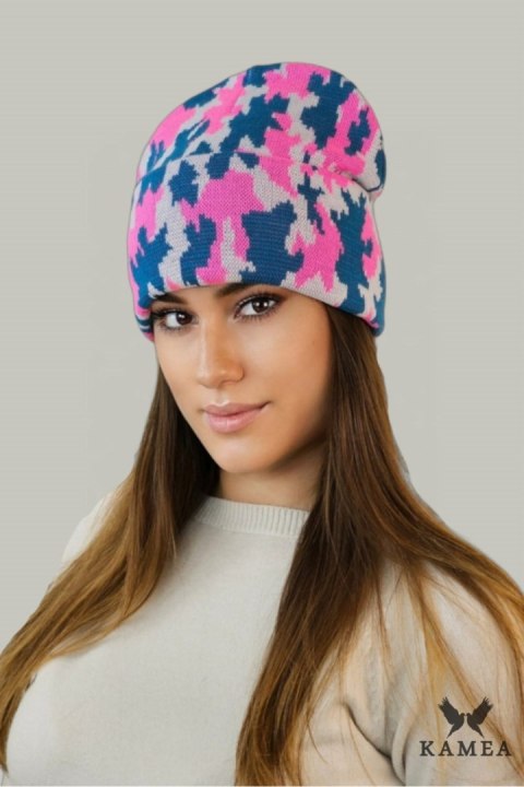 VENTURA zimowa czapka moro beanie kolor turkusowy - Kamea VENTURA zimowa czapka moro beanie kolor turkusowy - Kamea