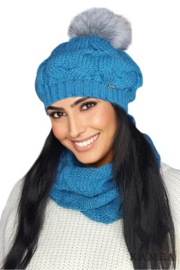 ZITA-KOMPLET damski beret z kominem zimowy kolor turkusowy - Kamea