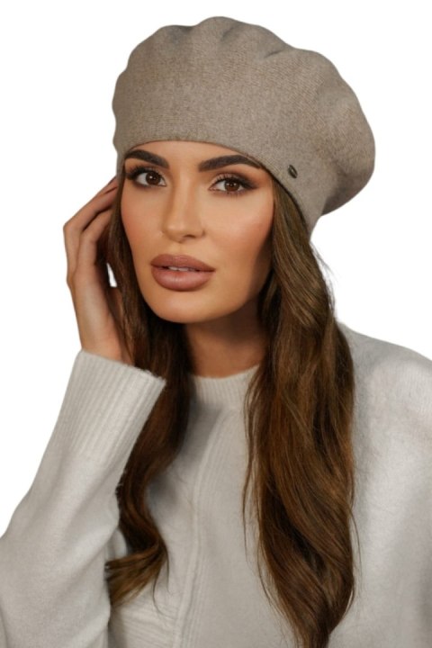 Zimowy Wełniany Beret Damski Kolor Ciemny Beżowy Kamea-Kiang - Kamea Zimowy Wełniany Beret Damski Kolor Ciemny Beżowy Kamea-Kiang - Kamea