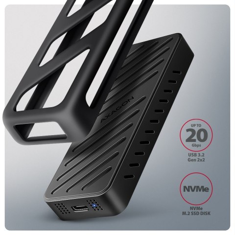 EEM2-20G Obudowa zewnętrzna aluminiowa USB-C 3.2 Gen 2 M.2 NVMe SSD 20Gbps AXAGON