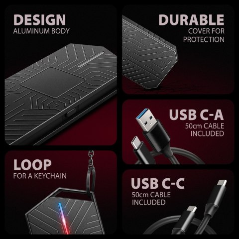 EEM2-GAM Obudowa zewnętrzna aluminiowa USB-C 3.2 Gen 2 M.2 NVMe/SATA SSD Gaming AXAGON