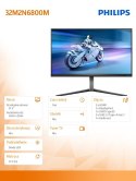 Monitor 32M2N6800M 31.5 cala IPS Mini-LED 4K 144Hz HDMIx2 DP HAS Ambiglow Philips