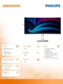 Monitor 34B2U5600C 34 cale Curved VA HDMIx2 DP HAS USB-C Głośniki Philips