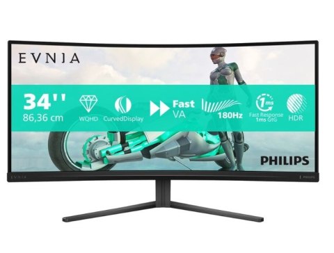 Monitor 34M2C3500L 34 cale Curved VA 180Hz HDMIx2 DPx2 Philips Monitor 34M2C3500L 34 cale Curved VA 180Hz HDMIx2 DPx2 Philips