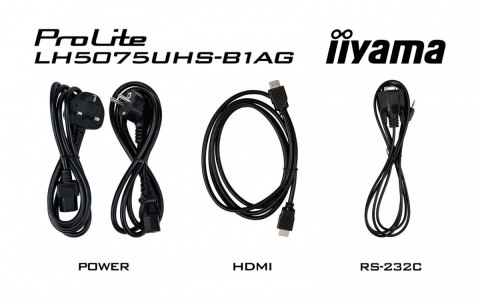 Monitor 50 cali LH5075UHS-B1AG,24/7,VA,ANDROID.11,4K,3xHDMI,DP,RJ45, 2xUSB,2x10W IIYAMA