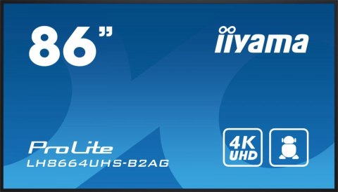 Monitor 86 cali LH8664UHS-B2AG,24/7,IPS,ANDROID.11,4K,3xHDMI,RJ45, 2xUSB,WiFi IIYAMA