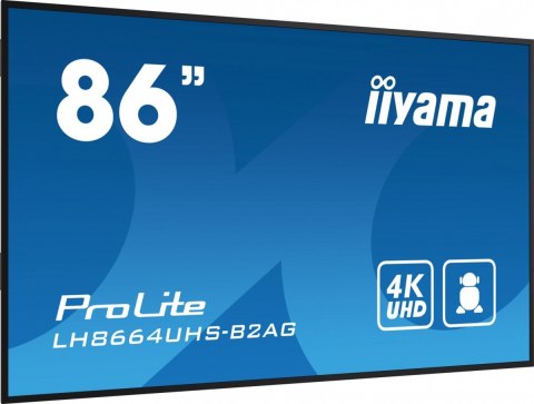 Monitor 86 cali LH8664UHS-B2AG,24/7,IPS,ANDROID.11,4K,3xHDMI,RJ45, 2xUSB,WiFi IIYAMA