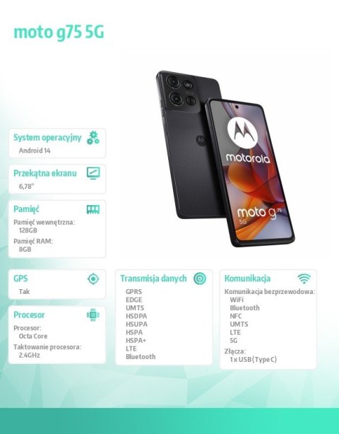 Smartfon moto g75 5G 8/128GB B2B Charcoal Gray business edition Motorola Smartfon moto g75 5G 8/128GB B2B Charcoal Gray business edition Motorola
