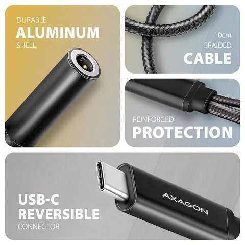 ADA-HCPD Zewnętrzna karta dźwiękowa USB-C 32bit DAC 3.5mm (F) złącze, 384kHz + PD 60W AXAGON