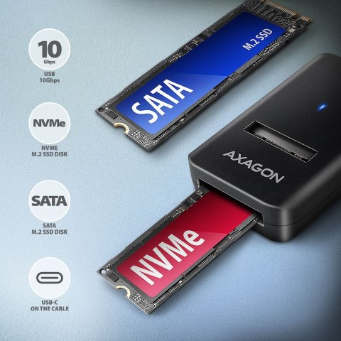 ADM2-CM Adapter USB3.2 Gen 2 M.2 NVMe/SATA SSD 10cm USB-C cable AXAGON