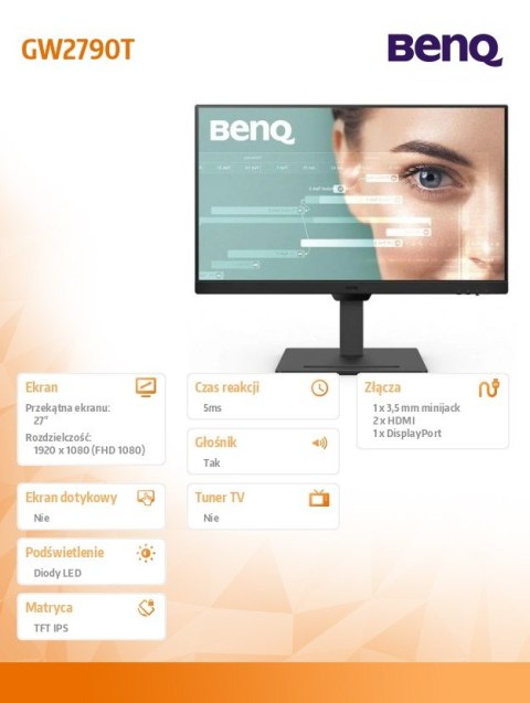 Monitor 27 cali GW2790T LED 5ms/IPS/HDMI/100Hz Benq Monitor 27 cali GW2790T LED 5ms/IPS/HDMI/100Hz Benq