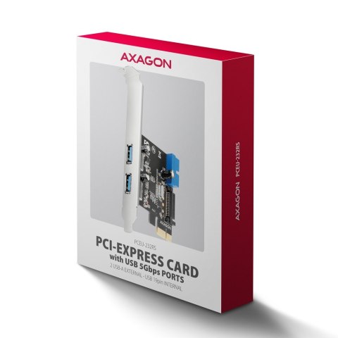 PCEU-232RS Kontroler PCIe 2+2x port USB 3.2 GEN 1, UASP, SP & LP 15-pin SATA zasilacz AXAGON