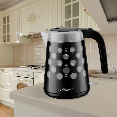 Czajnik elektryczny 1,7l 2200W "KROPKI" MR-045-BLACK Feel-Maestro Czajnik elektryczny 1,7l 2200W "KROPKI" MR-045-BLACK Feel-Maestro