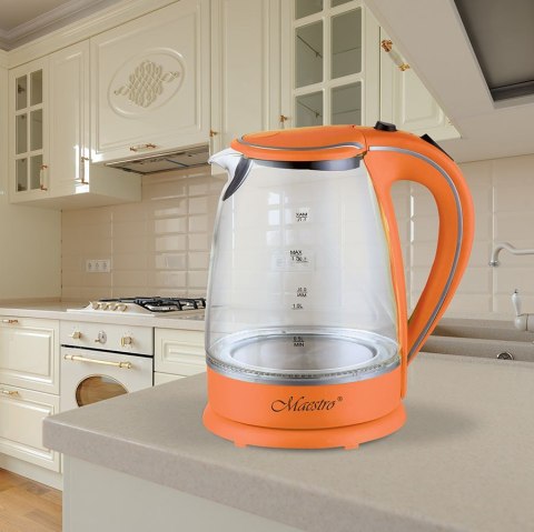 Czajnik elektryczny szklany 1,7l 2000W MR-064-ORANGE Feel-Maestro Czajnik elektryczny szklany 1,7l 2000W MR-064-ORANGE Feel-Maestro