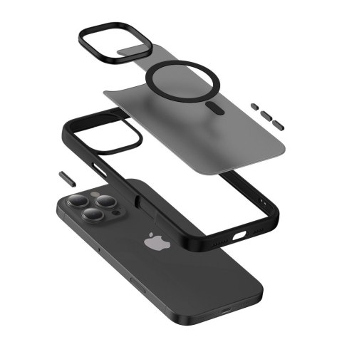 Etui z MagSafe Hybrid Frost MAG Cover do iPhone 16 (czarny) CRONG