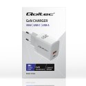 Ładowarka sieciowa 35W GaN | 5-20V | 1.5-3A | 1xUSB-C PD | 1xUSB QC 3.0 | Biała Qoltec