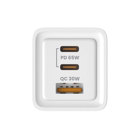 Ładowarka sieciowa 65W GaN LA-07 z kablem typu C-USB typ C 100W 1m, biało-czarna Savio
