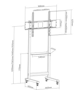Stojak mobilny 50-90 cali 70kg z półką AV Techly