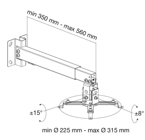 Uchwyt ścienno-sufitowy do projektora 43-65cm, 20kg Techly Uchwyt ścienno-sufitowy do projektora 43-65cm, 20kg Techly