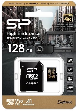 Karta pamięci microSDXC High Endurance 128GB V30 UHS-1 U3 A1 24/7 + ADAPTER microSD-SD Silicon Power