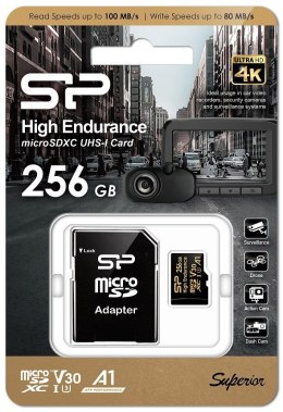 Karta pamięci microSDXC High Endurance 256GB V30 UHS-1 U3 A1 24/7 + ADAPTER microSD-SD Silicon Power