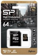 Karta pamięci microSDXC High Endurance 64GB V30 UHS-1 U3 A1 24/7 + ADAPTER microSD-SD Silicon Power