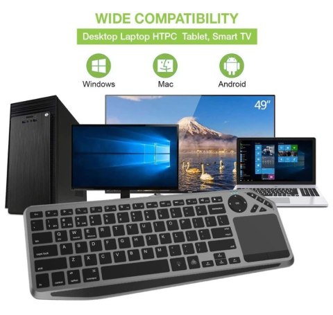 Klawiatura bezprzewodowa BT/RF 2.4GHz touchpad LED Techly Klawiatura bezprzewodowa BT/RF 2.4GHz touchpad LED Techly