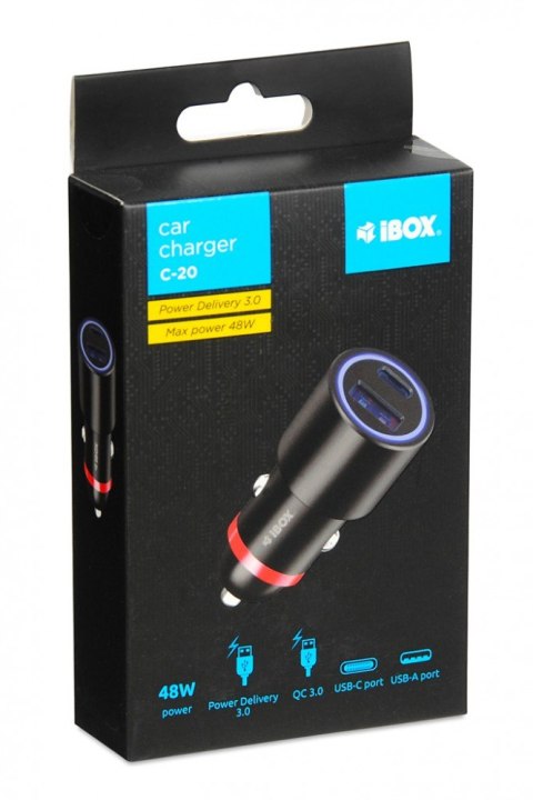 Ładowarka samochodowa IBOX C-20 48W A+C IBOX