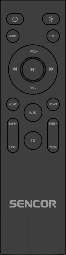 Soundbar z wbudowanymi subwooferami SSB 4450BS 2.1 200Watt Sencor Soundbar z wbudowanymi subwooferami SSB 4450BS 2.1 200Watt Sencor