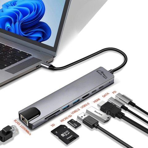 Stacja dokująca 8 IN 1 GIGA LAN HUB MT5046 Media-Tech