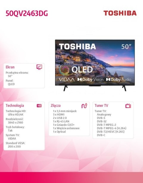 Telewizor QLED 50 cali 50QV2463DG Toshiba