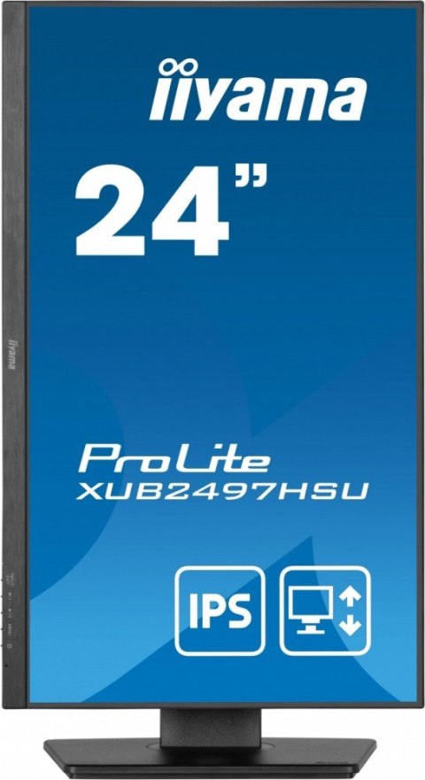 Monitor 24 cale XUB2497HSU-B2 IPS, HDMI, DP, 2x2W, 2xUSB, Pivot, HAS(150mm) /5y/ IIYAMA