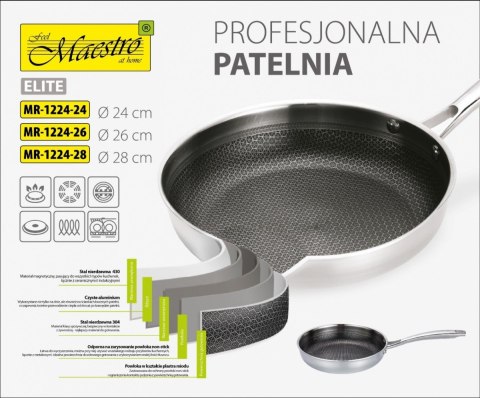 Profesjonalna patelnia 24 cm MR-1224-24 Feel-Maestro Profesjonalna patelnia 24 cm MR-1224-24 Feel-Maestro