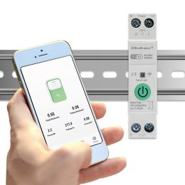 Przekaźnik Wi-Fi 63A na szynę DIN z licznikiem energii elektrycznej | TUYA | SMART LIFE Qoltec