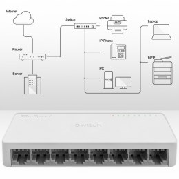 SWITCH przełącznik sieciowy 8 x port RJ45 | 1000Mbps | Fast Ethernet | LAN Qoltec